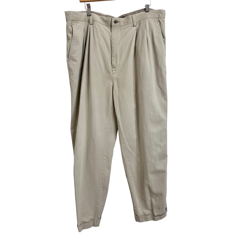 Gap‎ Men's khaki relaxed fit straight leg pleated front cotton pants size 40/30